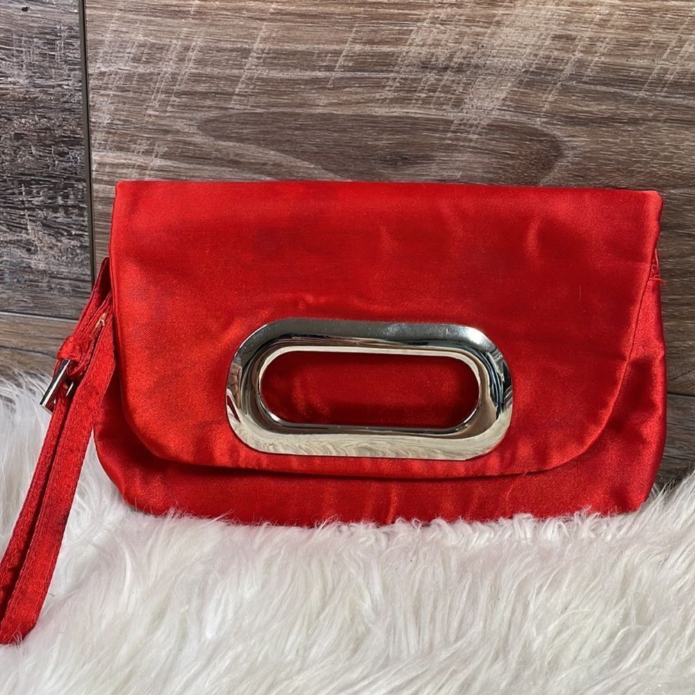 Red Satin Clutch Wristlet Bag, Prom, Wedding, Homecoming, Brand Unknown